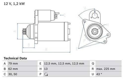 Bosch starter motor for skoda - bosch,